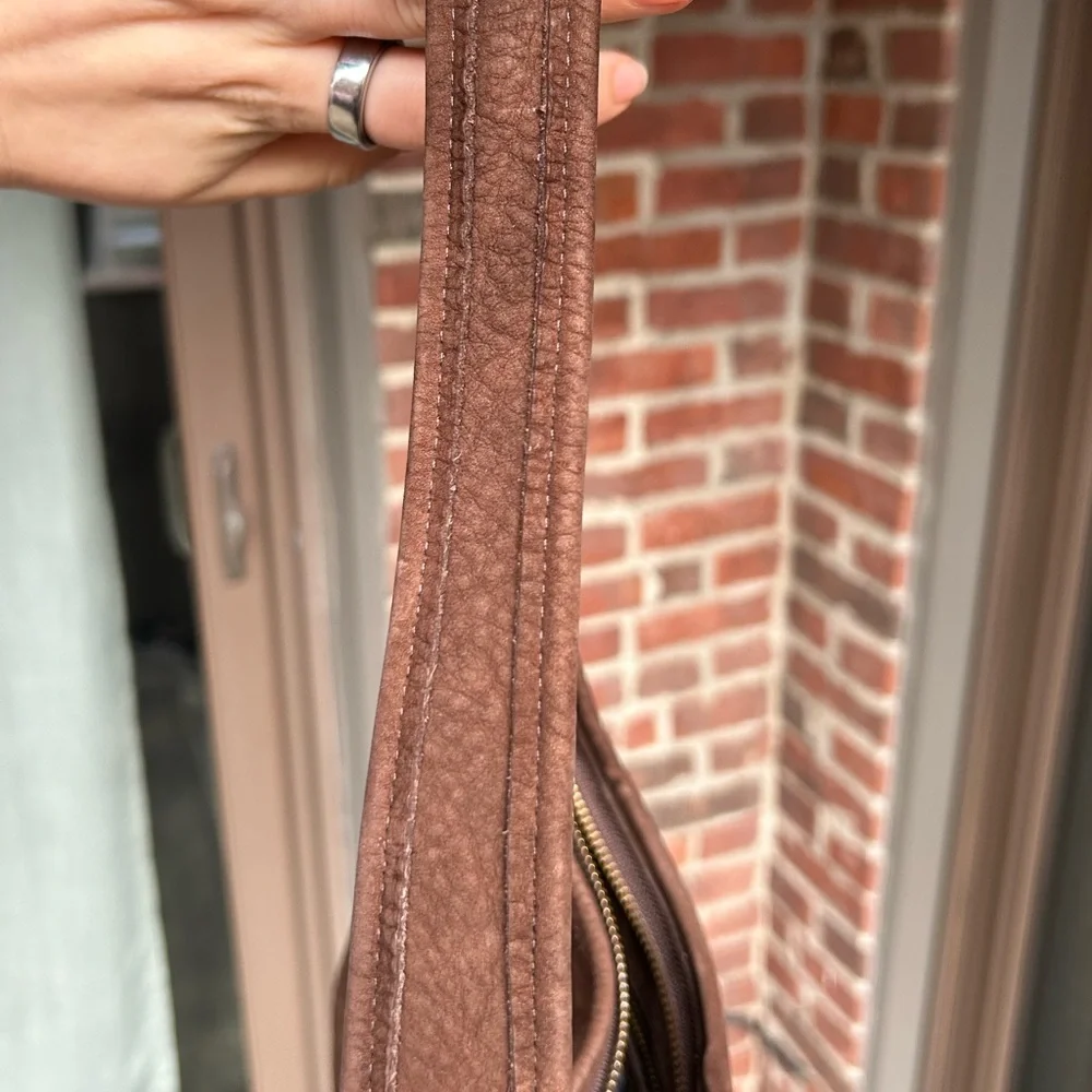 Vintage couch nubuck ergo 4395 mahogany brown leather shoulder hobo bag retro - Picture 15 of 16